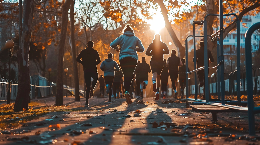 Grupo de personas corriendo en el parque